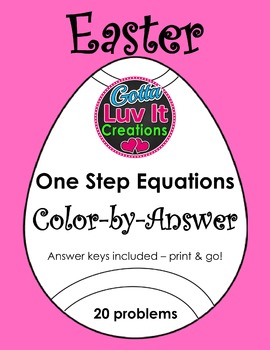 Preview of Easter Math Spring Math Solving Equations One Step Equations Color by Number
