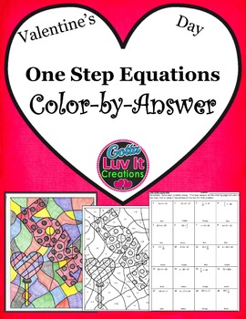 Preview of Valentine's Day Math Solving Equations One Step Equations Color by Number