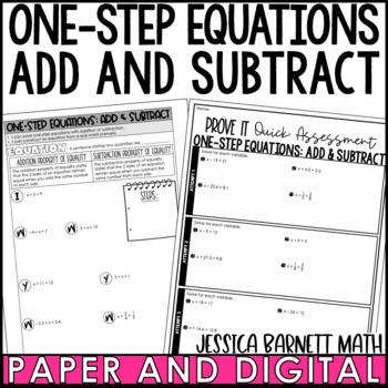 Preview of One Step Equations Add and Subtract Guided Notes Homework Warm Ups Exit Tickets