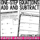 One Step Equations Add and Subtract Guided Notes Homework 