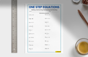 Preview of One Step Equations (Adding, Subtracting, Multiplying and Dividing)