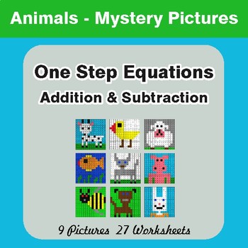 One-Step Equations (Addition & Subtraction) - Color-By-Number Math Mystery Pictures