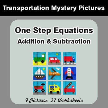 One-Step Equations (Addition & Subtraction) - Math Mystery Pictures