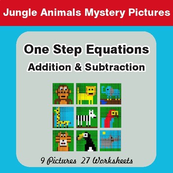 One-Step Equations (Addition & Subtraction) - Math Mystery Pictures