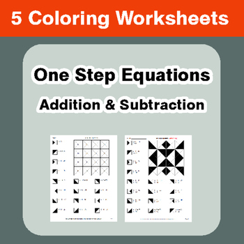 Preview of One Step Equations: Addition & Subtraction - Coloring Worksheets