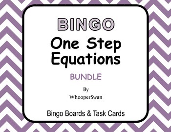 Preview of One Step Equations  - BINGO and Task Cards Bundle