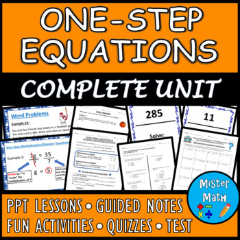 Preview of One-Step Equations COMPLETE UNIT