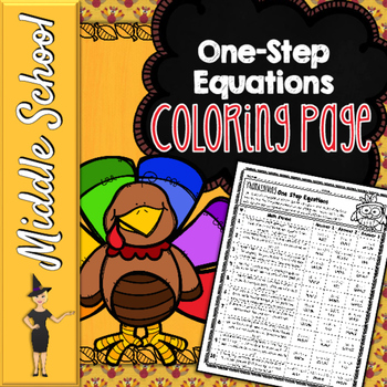 Preview of One Step Equations Color By Number Thanksgiving | Math Color By Number