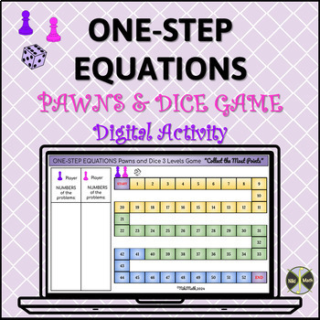 Preview of One-Step Equations - Digital Pawns & Dice 3 Level Game "Collect the Most Points"