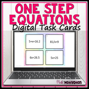 Preview of One Step Equations Digital Task Cards