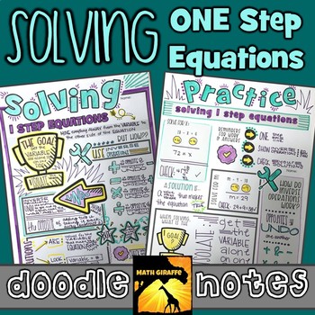 Preview of One Step Equations Doodle Notes | Solving 1 Step Equations - Pre Algebra