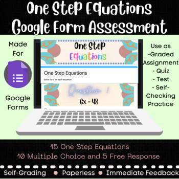 Preview of One Step Equations Google Form - 15 Questions - Digital Math Activity