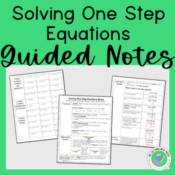Preview of One Step Equations Guided Notes
