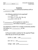 One Step Equations Guided Notes