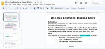 Preview of One-Step Equations Guided Practice