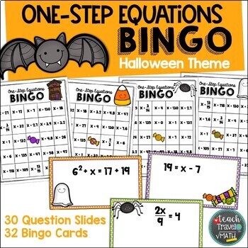 Preview of One-Step Equations Halloween Themed Bingo Game