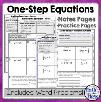 One-Step Equations (with Rational Numbers) - Interactive Notes and