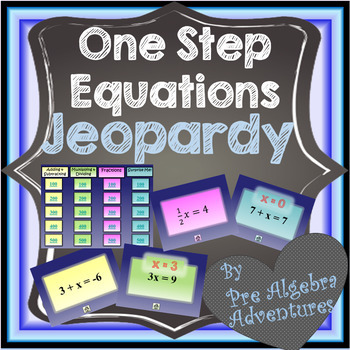 Preview of Solving One Step Equations Jeopardy Game - Fun One Step Equations Activity!