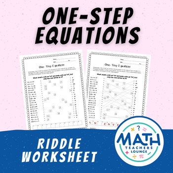 Preview of One-Step Equations: Riddle Activity