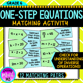 Preview of Inverse Operations for One-Step Equations Matching Activity