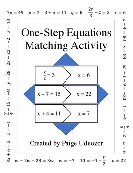 Preview of One-Step Equations Matching Activity