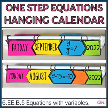 Preview of One Step Equations Math Hanging Classroom Calendar