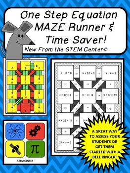 Preview of One Step Equations Maze Runner & Time Saver