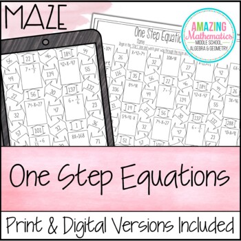 Preview of One Step Equations Worksheet - All 4 Operations Maze Activity