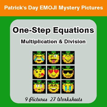 One Step Equations: Multiplication & Division - Color-By-Number Math Mystery Pictures