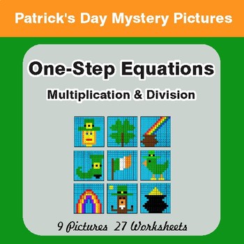 One Step Equations: Multiplication & Division - Color-By-Number Math Mystery Pictures