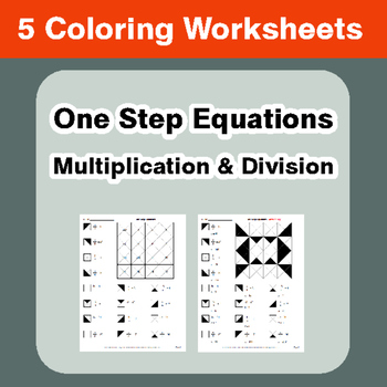 Preview of One Step Equations: Multiplication & Division - Coloring Worksheets