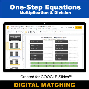 Preview of One-Step Equations - Multiplication & Division - Google Slides - Math Matching
