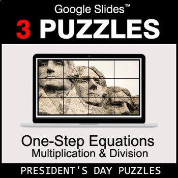 Preview of One-Step Equations - Multiplication & Division - President's Day Puzzles