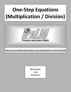 one step equations multiplication and division worksheet and solutions