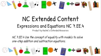 Preview of One-Step Equations NC.7.EE.4 - Extended Curriculum (Editable)