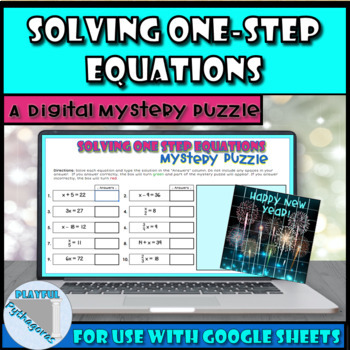 Preview of One Step Equations New Year Self-Checking Digital Mystery Picture Activity