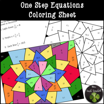 Preview of One Step Equations No Negatives Coloring Worksheet Freebie
