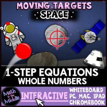 Preview of One Step Equations (No Negatives) Math Review Game - Digital Moving Targets Game