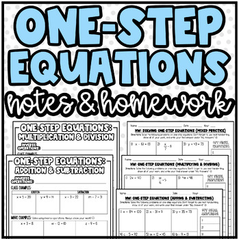 Preview of One-Step Equations | Notes and Homework or Practice