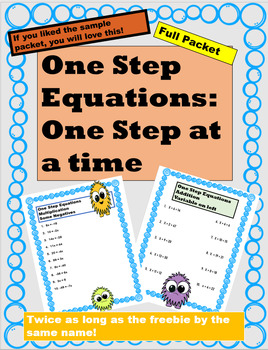 Preview of One Step Equations: One Step at a time/Full packet