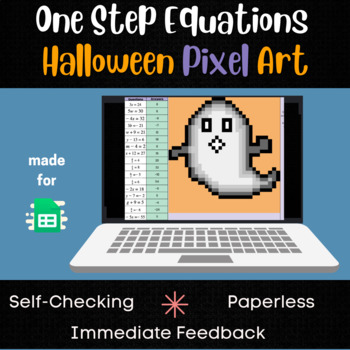 Preview of One-Step Equations Pixel Art - Fall & Halloween Digital Math Activity