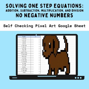 Preview of One Step Equations Pixel Art - NO NEGATIVES - Self-Checking 6th Grade Math
