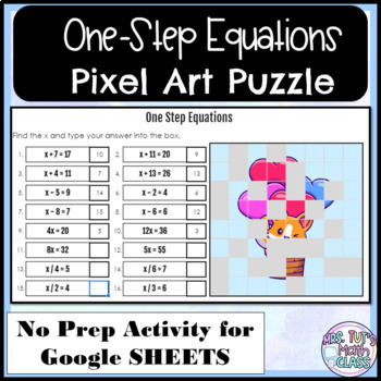 Preview of One Step Equations Pixel Art Puzzle Digital & Printable