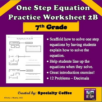 Preview of One Step Equations Practice Scaffolded - Decimals - Worksheet 2B