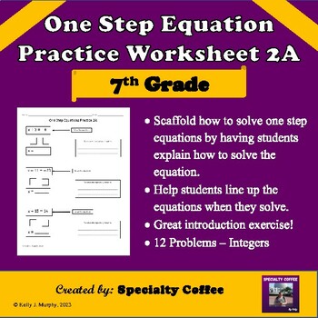 One Step Equations Practice Scaffolded - Integers - Worksheet 2A