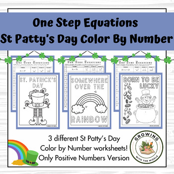 Preview of One Step Equations Saint Patrick's Day Color By Number - No Negatives