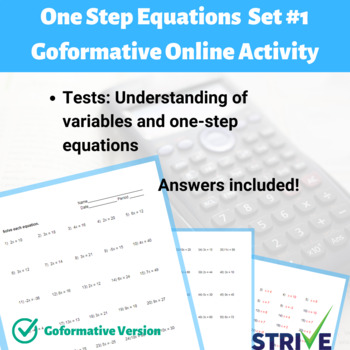 Preview of One Step Equations - Set 1 Goformative.com Digital Online Activity