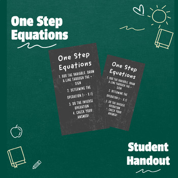 Preview of One Step Equations Step by Step Handout