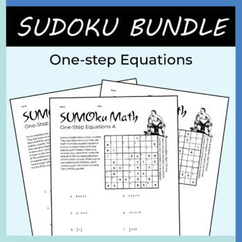 Preview of Solving One-Step Equations Sudoku Worksheet Bundle