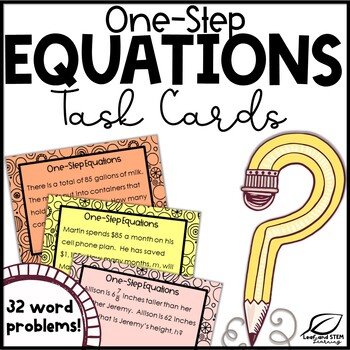 Preview of One-Step Equations Word Problems Task Cards